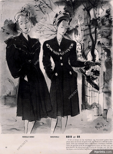 André Delfau 1945 Marcelle Dormoy & Schiaparelli, Black Coats