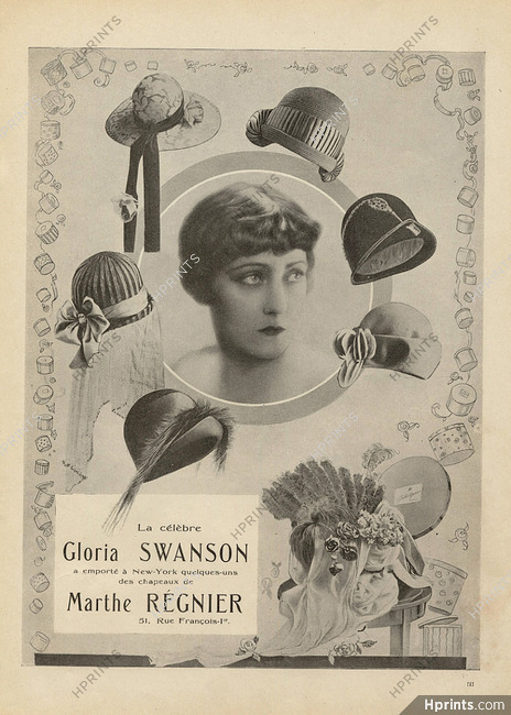 Marthe Régnier (Hats) 1925 Miss Gloria Swanson