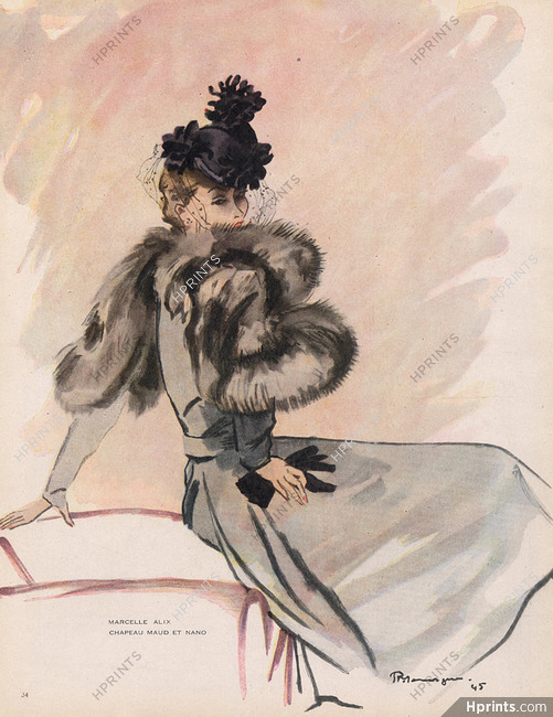 Marcelle Alix 1945 Mourgue Fashion Illustration