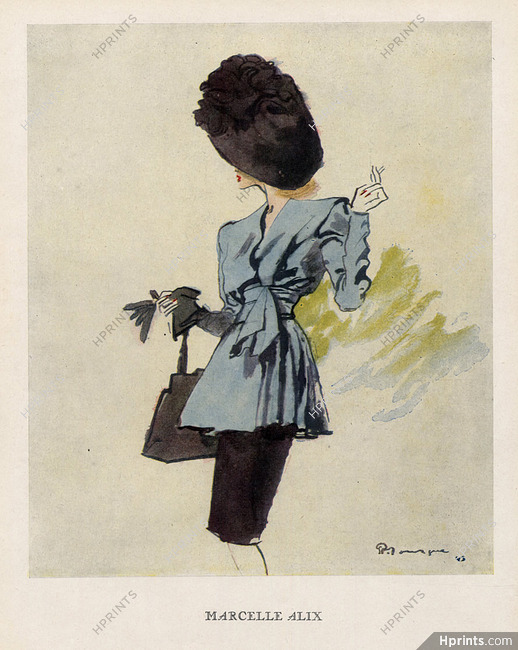 Marcelle Alix 1945 Mourgue Fashion Illustration