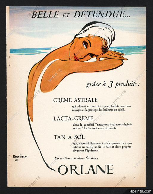 Orlane (Cosmetics) 1958 Belle et détendue, Pierre Simon, Body Care