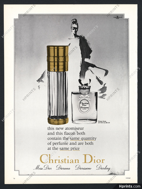 Christian Dior (Perfumes) 1966 Diorissimo Atomiser, René Gruau