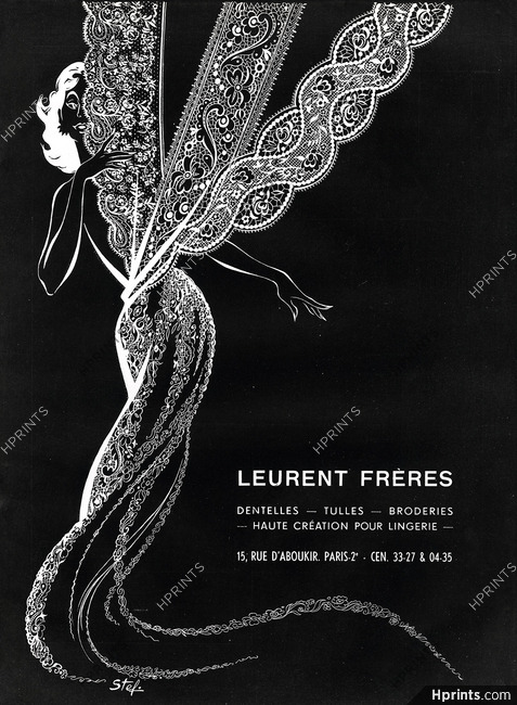 Dentelles Leurent Frères 1957 Lace, Stef Fashion Illustration