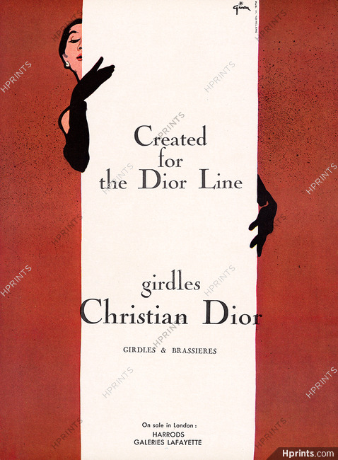 Christian Dior (Lingerie) 1955 René Gruau, Girdles Created for the Dior Line