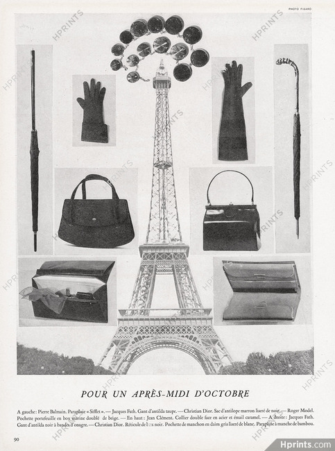 Fashion Goods 1948 Jacques Fath, Christian Dior, Jean Clément, Eiffel Tower