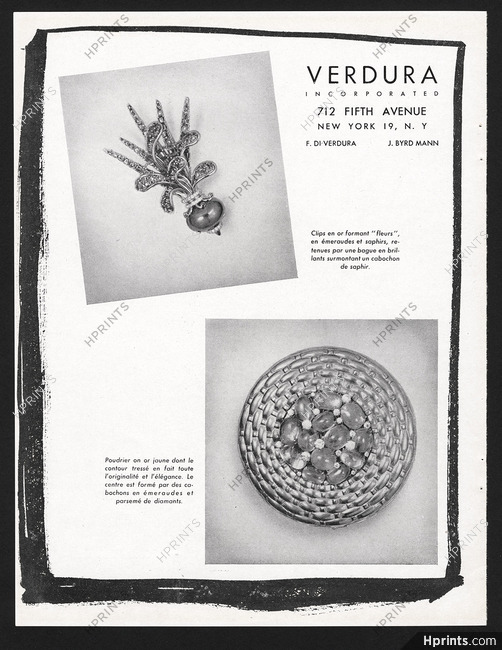 Verdura (Jewels) 1948 Flowers Clips, Powder Box