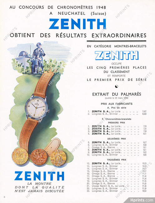 Zenith (Watches) 1949 Concours de Chronomètres