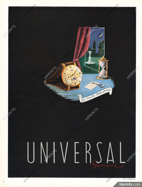 Universal 1945 Montre-Calendrier, Pub. J Brochard