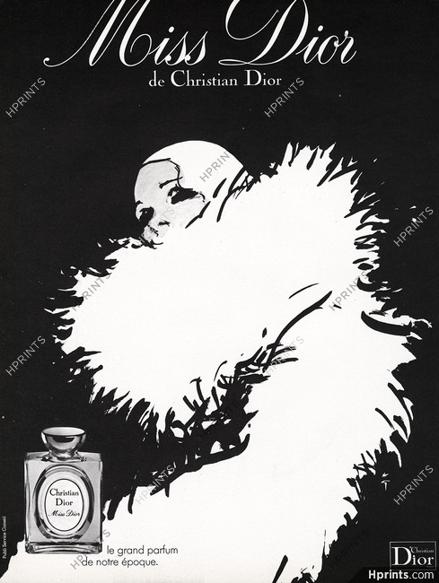 Christian Dior (Perfumes) 1978 René Gruau, Miss Dior (black and white)