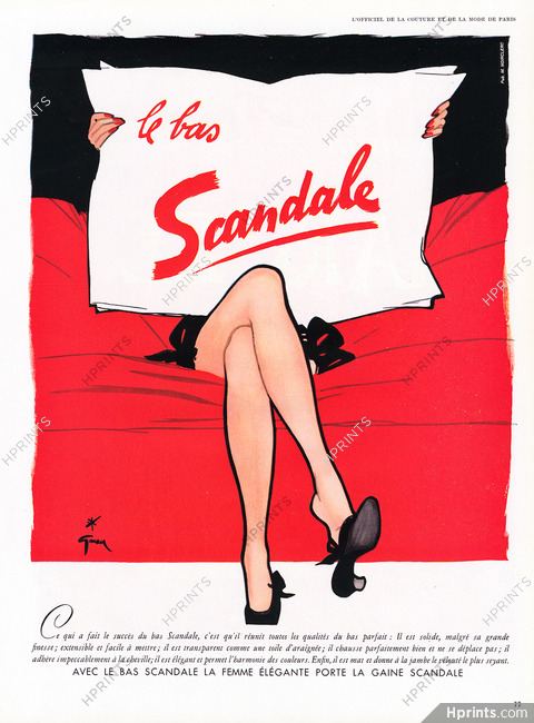 Scandale (Hosiery, Stockings) 1952 René Gruau