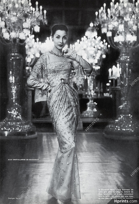 Christian Dior 1956 Aux Cristalleries de Baccarat, Fourreau de Tulle Dognin Broderies