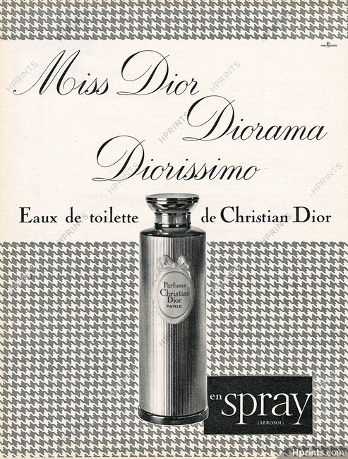 Christian Dior (Perfumes) 1962 Miss Dior, Diorissimo, Diorama, Spray
