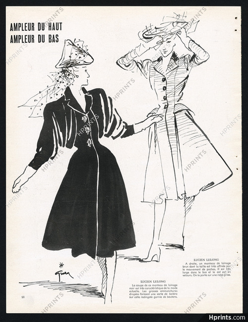Lucien Lelong 1945 Gruau, Manteaux de lainage