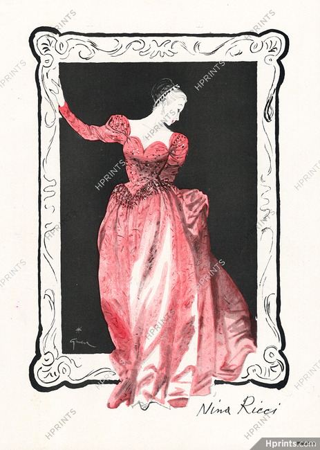Nina Ricci 1945 René Gruau, Evening Gown