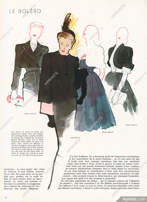 Maggy Rouff & Molyneux 1946 Le Boléro, René Gruau