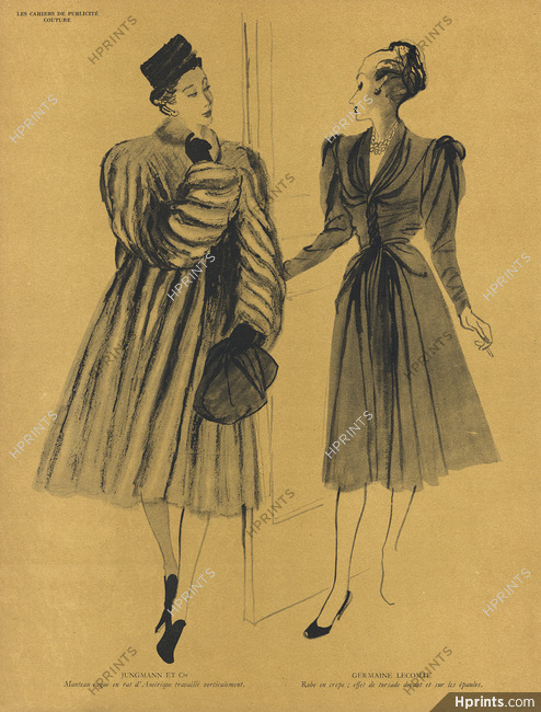 Jungmann & Germaine Lecomte 1945 René Gruau Fur Coat