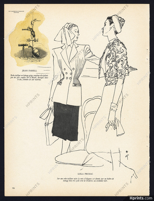 Lola Prusac, Jean Farell 1946 Robe-tailleur, René Gruau