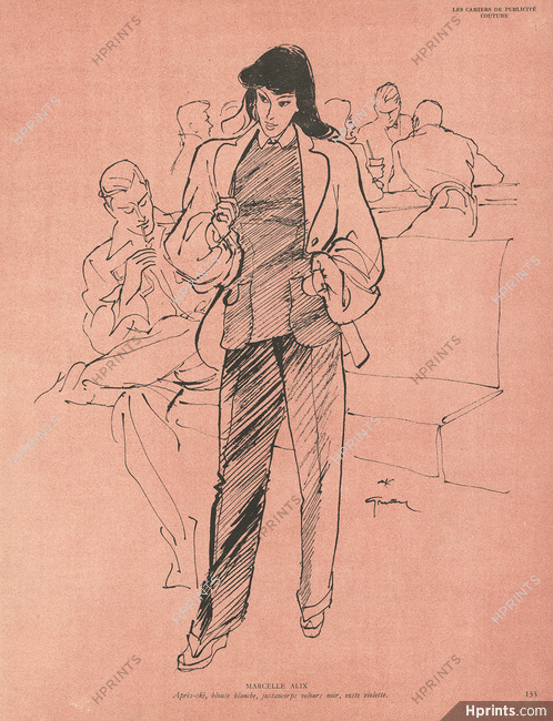 Marcelle Alix 1945 Après-ski, René Gruau Fashion Illustration