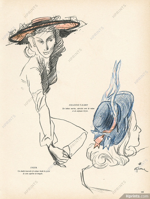 Sygur, Suzanne Talbot 1946 Hats, René Gruau