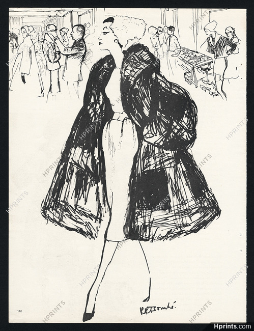 Lanvin Castillo 1957 René Bouché, Ascher's Mohair Coat