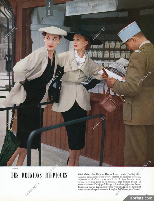 Christian Dior, Lanvin Castillo 1951 Réunions Hippiques, Hermès Handbag, Védrenne, Photo Tabard