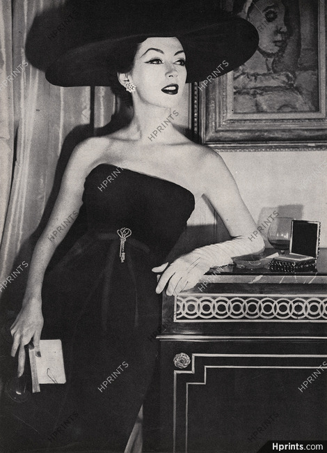Christian Dior 1956 Photo Henry Clarke, Spring Black Evening Dress