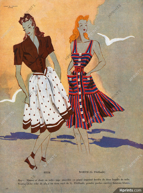 Jacques Heim, Worth (Pétillault) 1945 Bénigni, Summer Dress