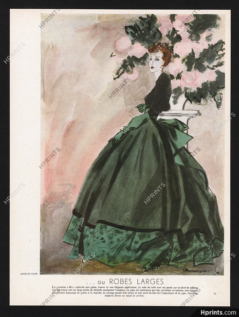 Jacques Fath 1946 Evening Gown, Pierre Mourgue, Crinoline