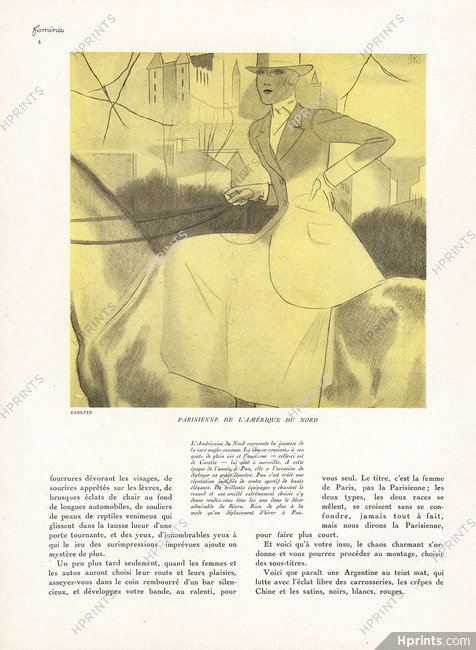 Parisienne de l'Amérique du Nord, 1935 - Carette American Woman in Pau, Amazone, Pierre Mourgue