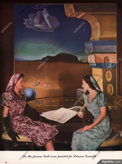 Salvador Dali 1943 The famous Dali room painted for Princess Gourielli, Helena Rubinstein, Photo Horst