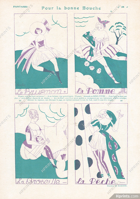 Pour la bonne Bouche, 1920 - Charles Martin Four Fruits, Nectarine, Apple, Currant, Peach