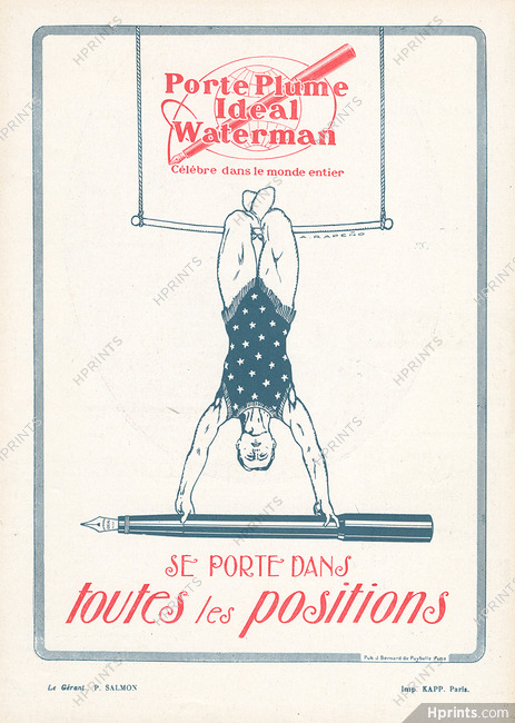 Waterman (Pens) 1920 Armand Rapeno, Trapeze Artist