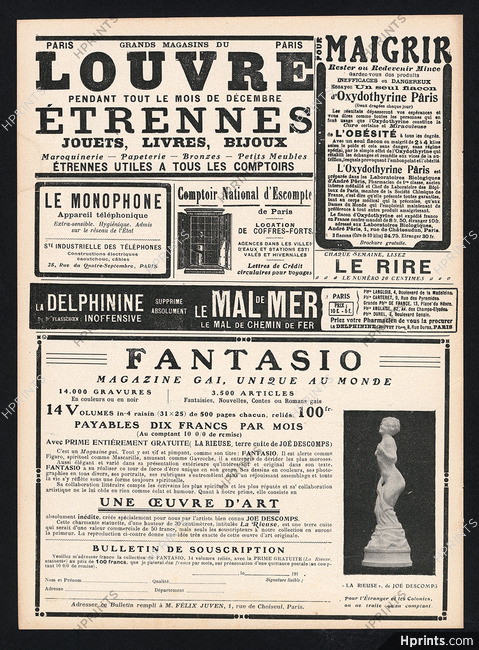 La Rieuse, de Joé Descomps 1913 Statuette Fantasio, Magazine Gai