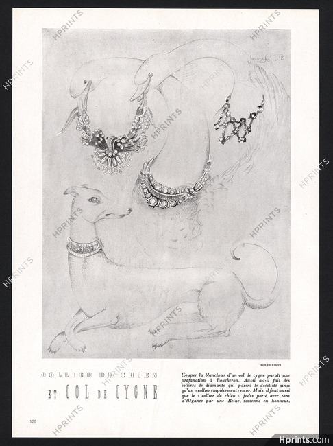 Collier de chien et Col de cygne, 1948 - Boucheron, Necklace Collar, Swan, Sighthound, Janine Fréjaville