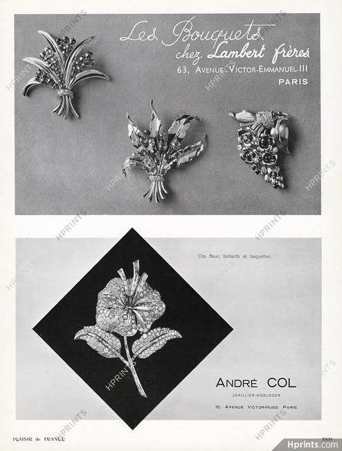 Lambert Frères, André Col 1939 "Les Bouquets" Clip fleur