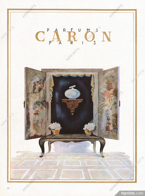 Parfums Caron 1947 Gold ink, Oriental Furniture