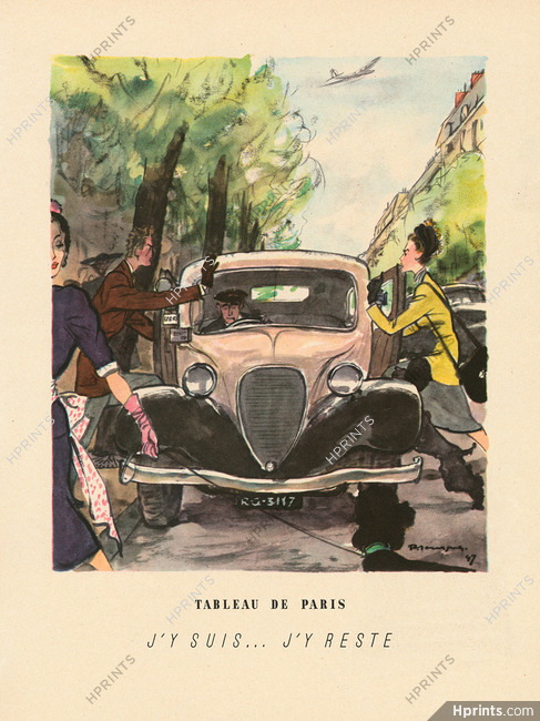 Tableau de Paris - J'y suis... j'y reste, 1947 - Taxi Parisien, Pierre Mourgue
