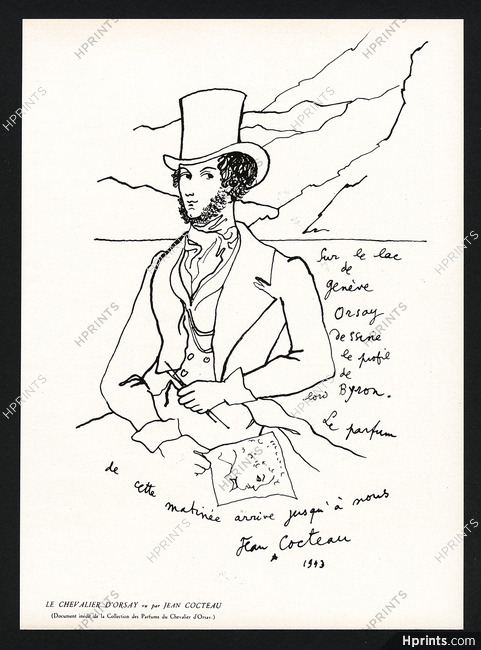 D'Orsay (Perfumes) 1944 Le Chevalier D'Orsay vu par Jean Cocteau, Lord Byron Portrait