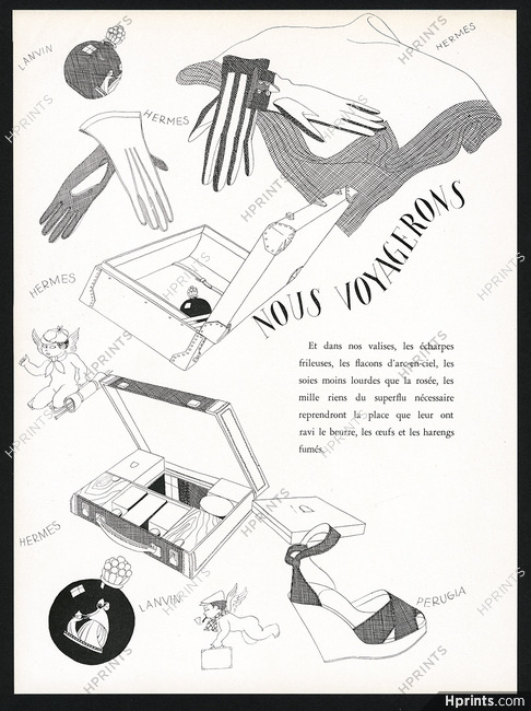Hermès (Luggage, Gloves, Blanket), Lanvin Perfumes, Perugia 1944 Travel goods, Ray Bret-Koch