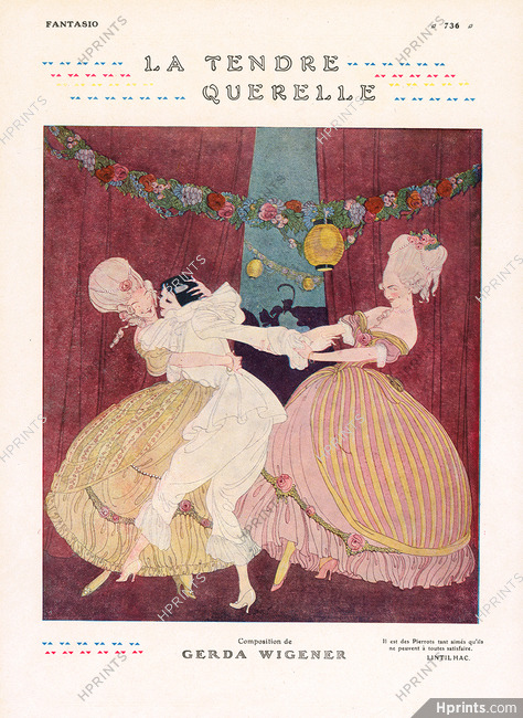La Tendre Querelle, 1913 - Gerda Wegener, The Tender Quarrel, Pierrot, Carnival Costumes