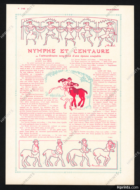 Nymphe et Centaure, 1913 - Joseph Hémard Greek Mythology, Texte par Cami