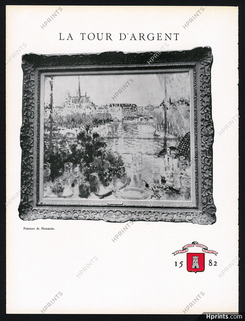 Restaurant La Tour D'argent 1944 Peinture de Montezin, Notre-Dame de Paris