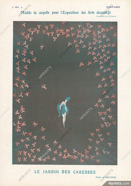 Bruyère 1925 "Le Jardin des Caresses" Model of carpet for the Exhibition of Decorative Arts