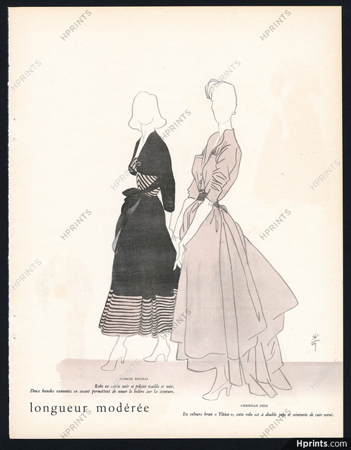 Christian Dior & Marcel Rochas 1947 Dresses, René Gruau