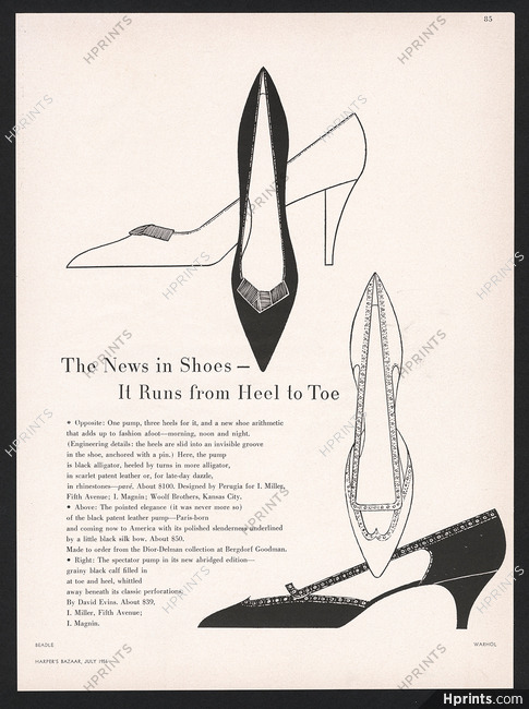Warhol 1956 The News in Shoes, Dior-Delman, David Evins
