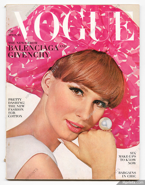 Vogue 1964 April 15, Cover by Irving Penn, Balenciaga, Givenchy