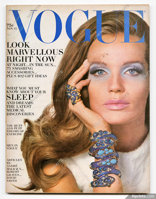 Vogue 1968 November 15, Cover Verushka by Irving Penn, Trifari Jewels