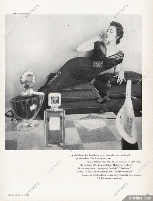 Shalimar (Guerlain) 1953 Corday, Gourielli, Carter's (Lingerie)