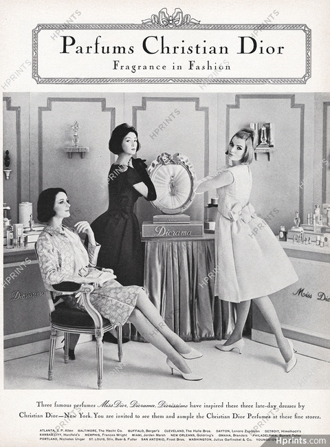 Christian Dior (Perfumes) 1962 Fragrance in Fashion, Miss Dior, Diorama, Diorissimo