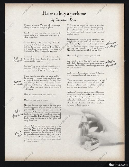 Christian Dior (Perfumes) 1966 How to buy a perfume, by Christian Dior